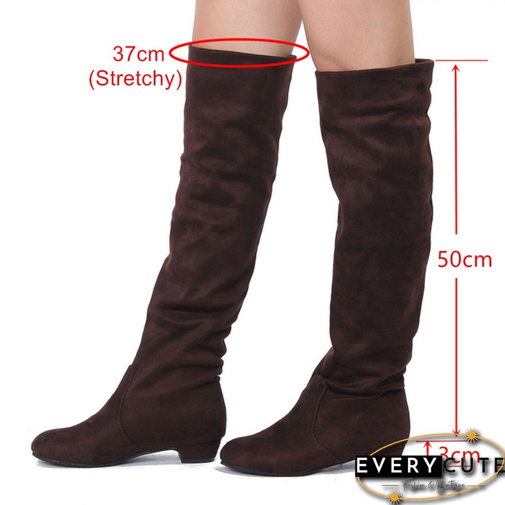 Women's Fashion Over Knee High Boot Lace Up Sexy Stretch Slim Thigh High Heel Long Thigh Boots Shoes