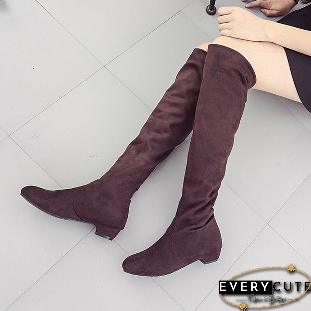 Women's Fashion Over Knee High Boot Lace Up Sexy Stretch Slim Thigh High Heel Long Thigh Boots Shoes