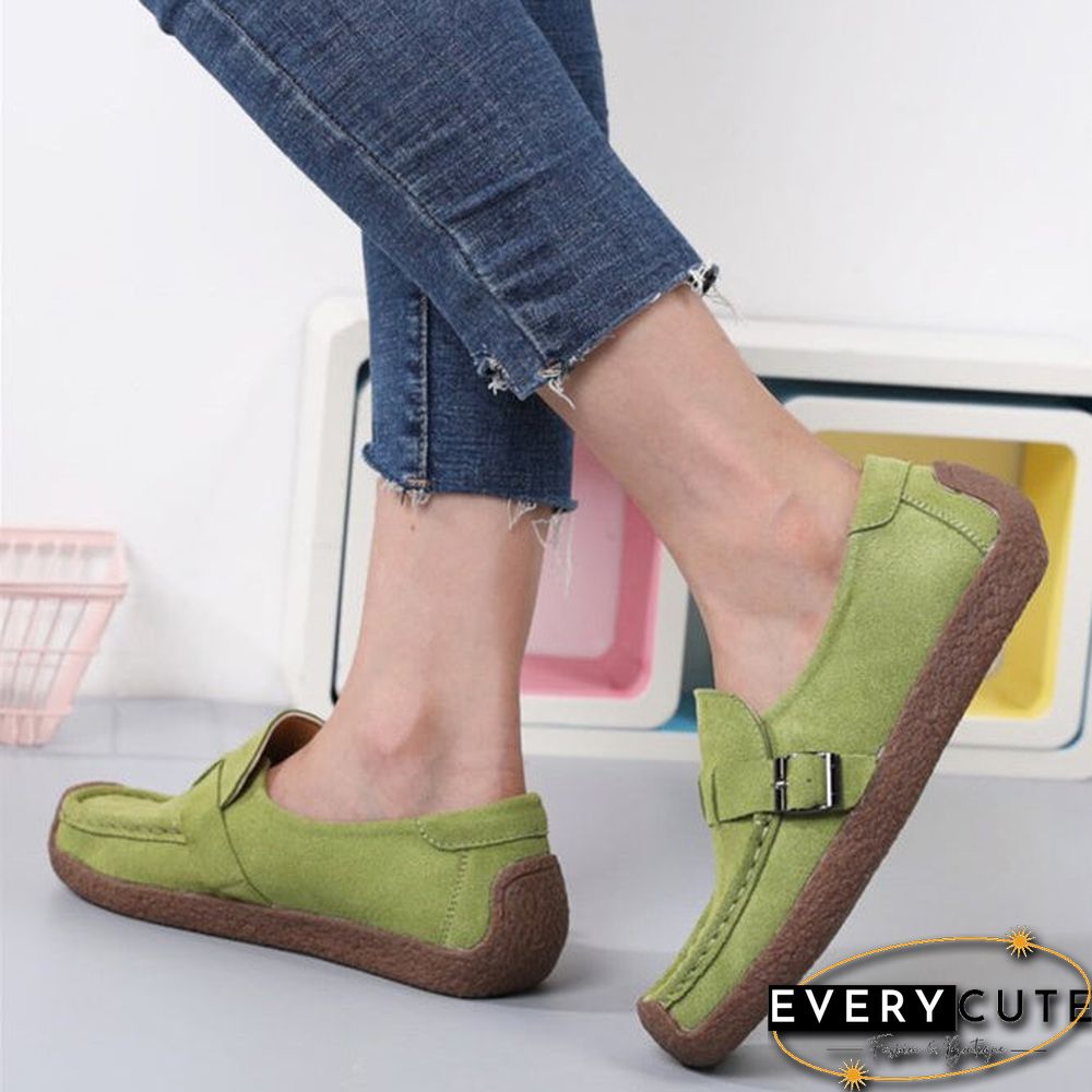 Plus Size Buckle Decor Casual Flat Loafers Shoes