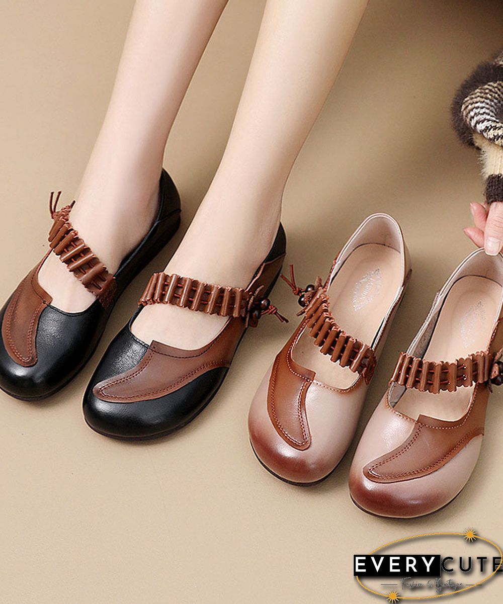 Comfy Black Buckle Strap Flat Feet Shoes Splicing Flat Shoes For Women