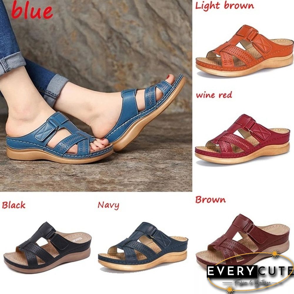 Women Open Toe Sandals Female Buckle Strap Vintage Anti-slip Breathable Slippers