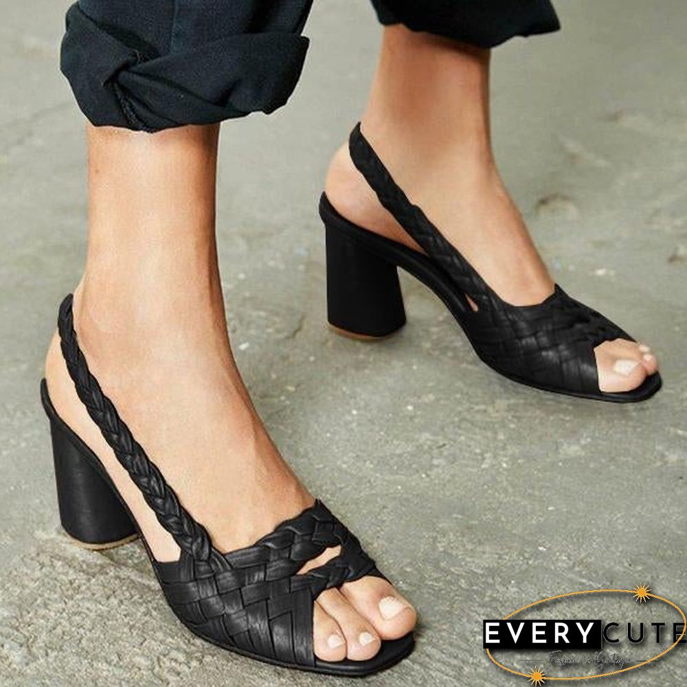 Chunky Heel Summer Pu Sandals