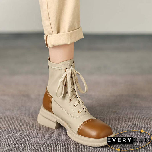 Fashion Round Toe Zipper Boots