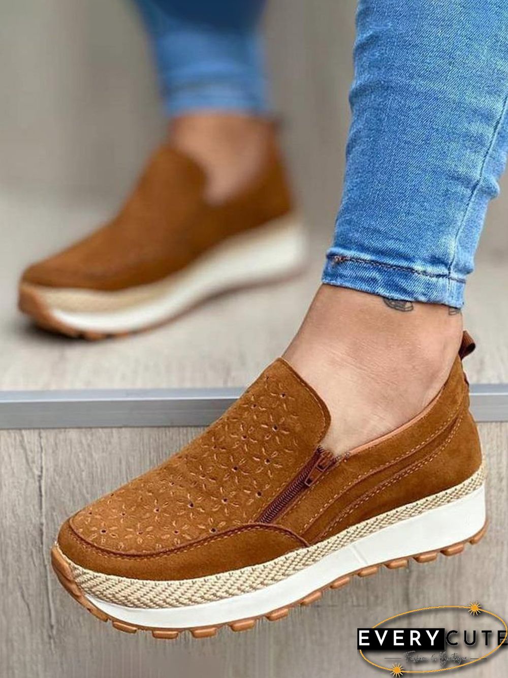 Casual Zipper Stitching Platform Shoes