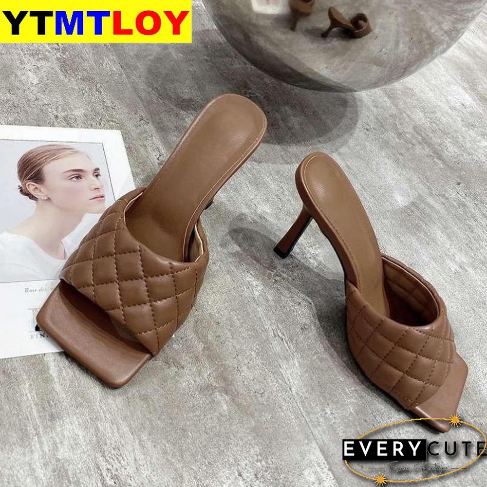 Gladiator 9CM Ladies Sandals Brand Design Women Elegant Square Sandaly Toe Thin High Heels 9CM Summer Outdoor Beach Shoes