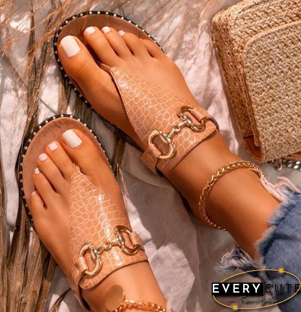 Chic Open Toed Alloy Chain Embellished Sandal Shoes