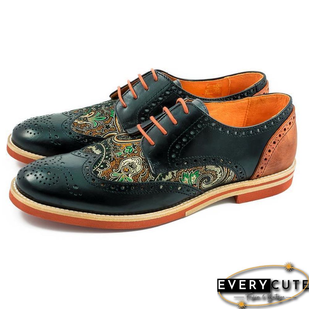 Handmade Silk Dragon Pattern Oxford Shoes