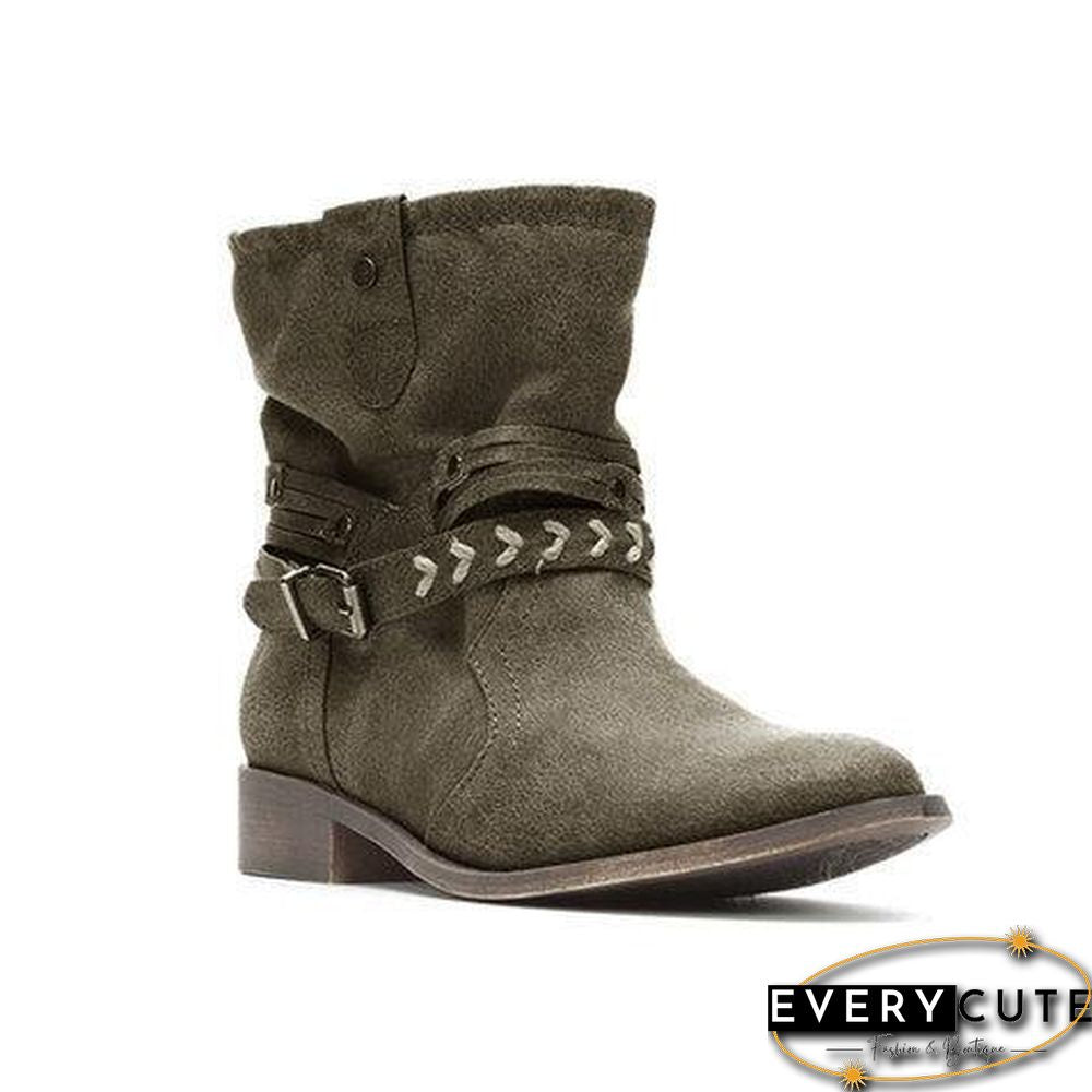 Women Nubuck Booties Casual Comfort Zipper Shoes