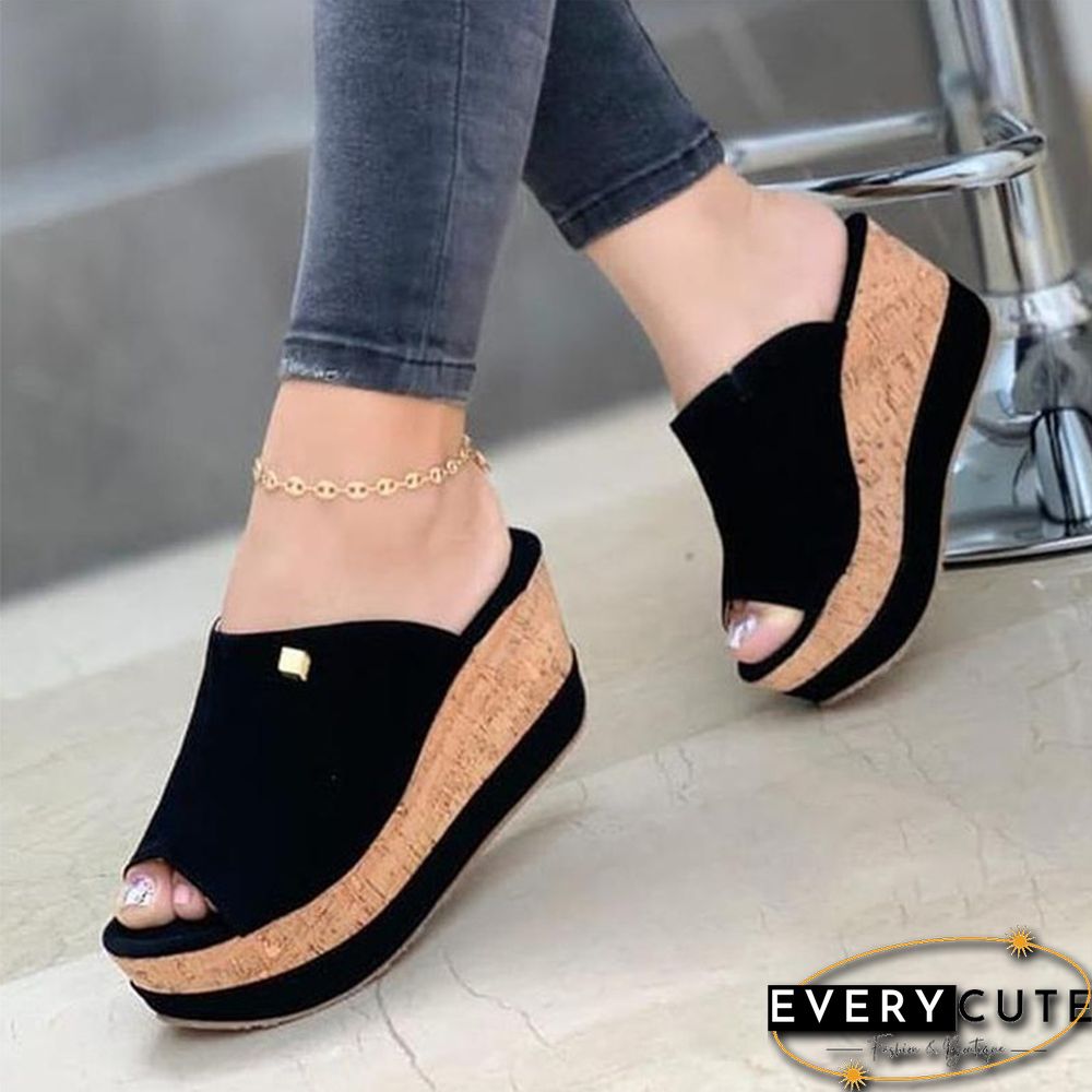 Fashion Wedge Platform Ladies Slippers