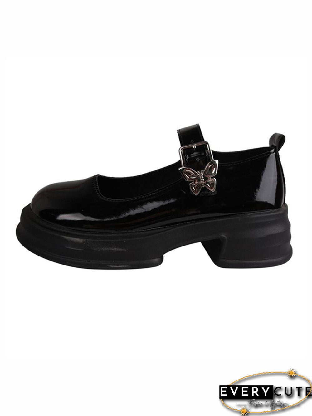 Buckle Butterfly Shape Round-Toe Mary Janes