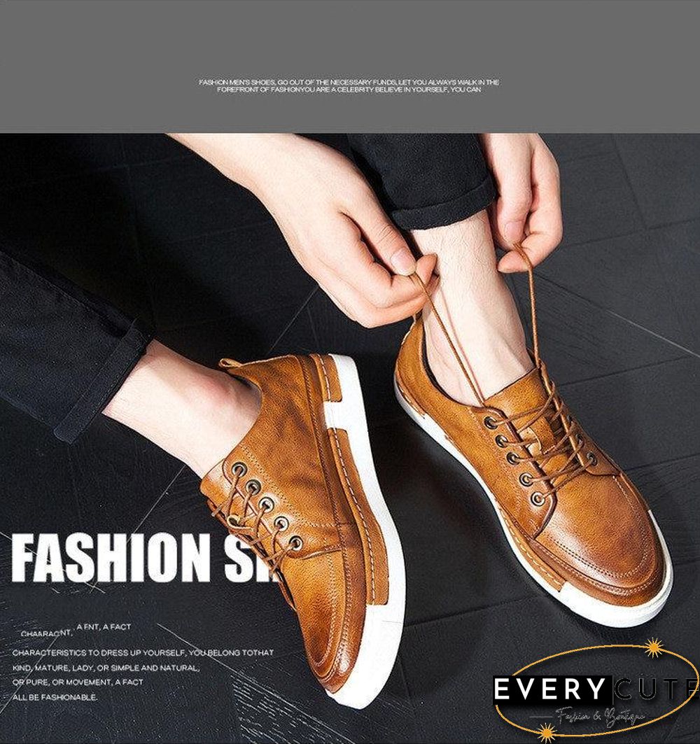 Casual Shoes Men Fashion Vintage Shoes Brown Brand Male Shoes Genuine Leather Men's Leisure Shoes