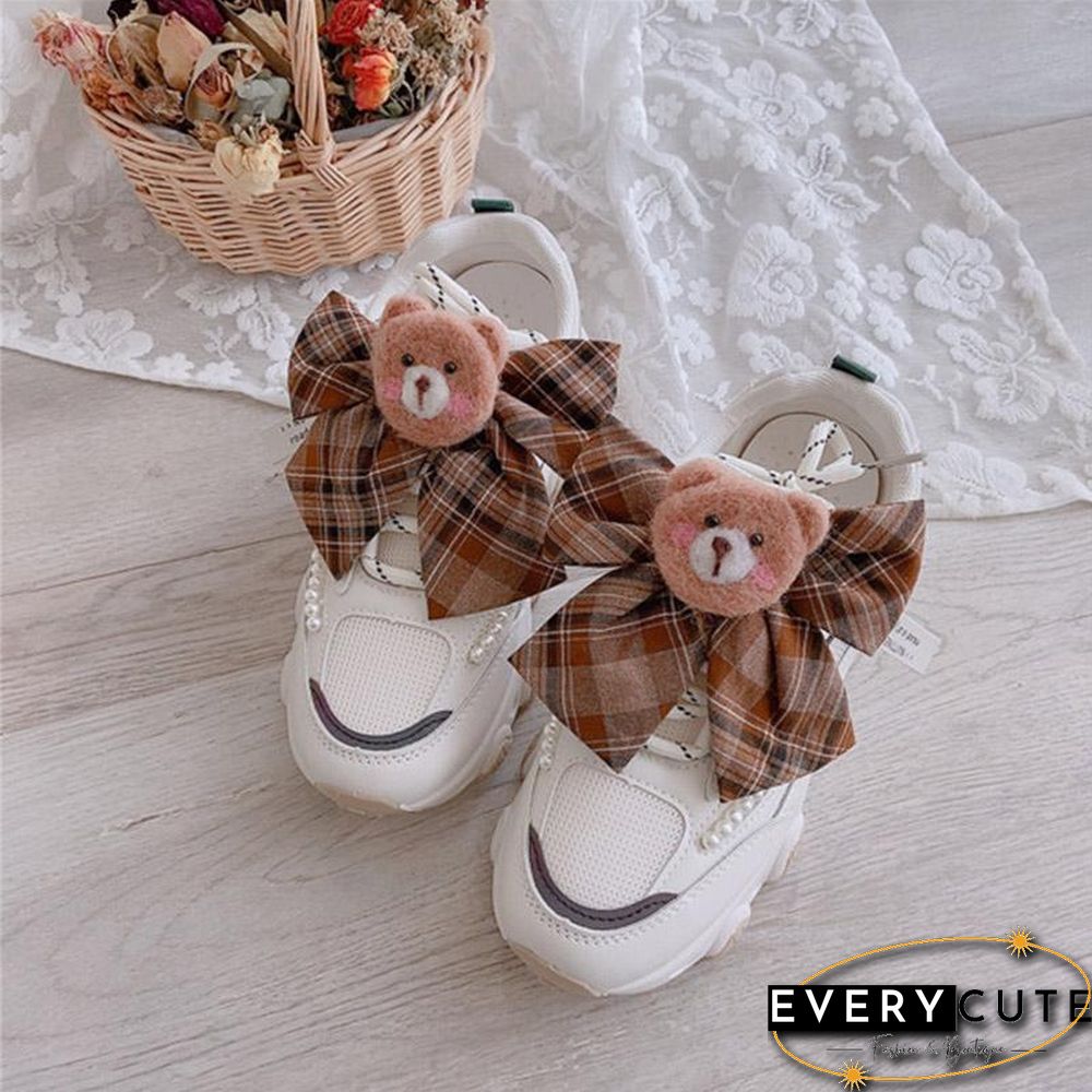 Sweet Bear Cartoon Bow Lace Up Sneakers