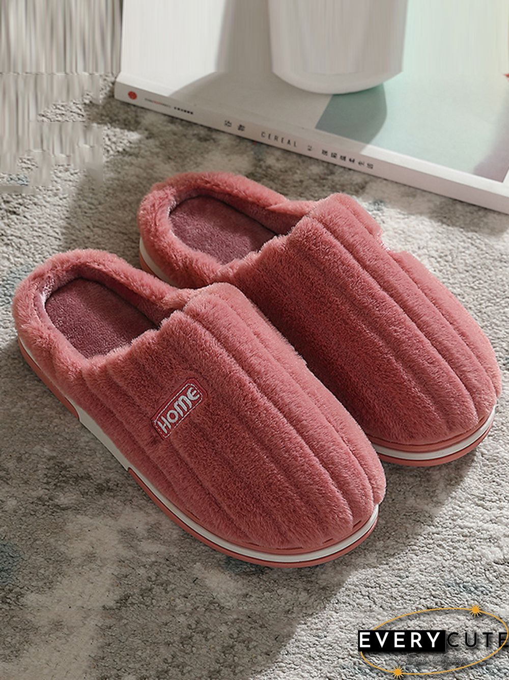 Indoor Warm Non-Slip Solid Color Slippers