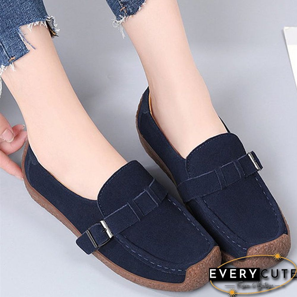 Plus Size Buckle Decor Casual Flat Loafers Shoes