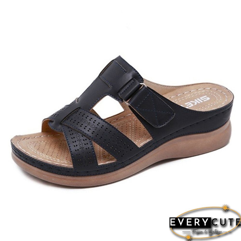 Women Open Toe Sandals Female Buckle Strap Vintage Anti-slip Breathable Slippers