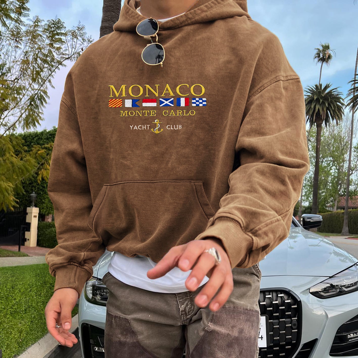 Vintage Unisex Monaco Monte Carlo Yacht Club Hoodie