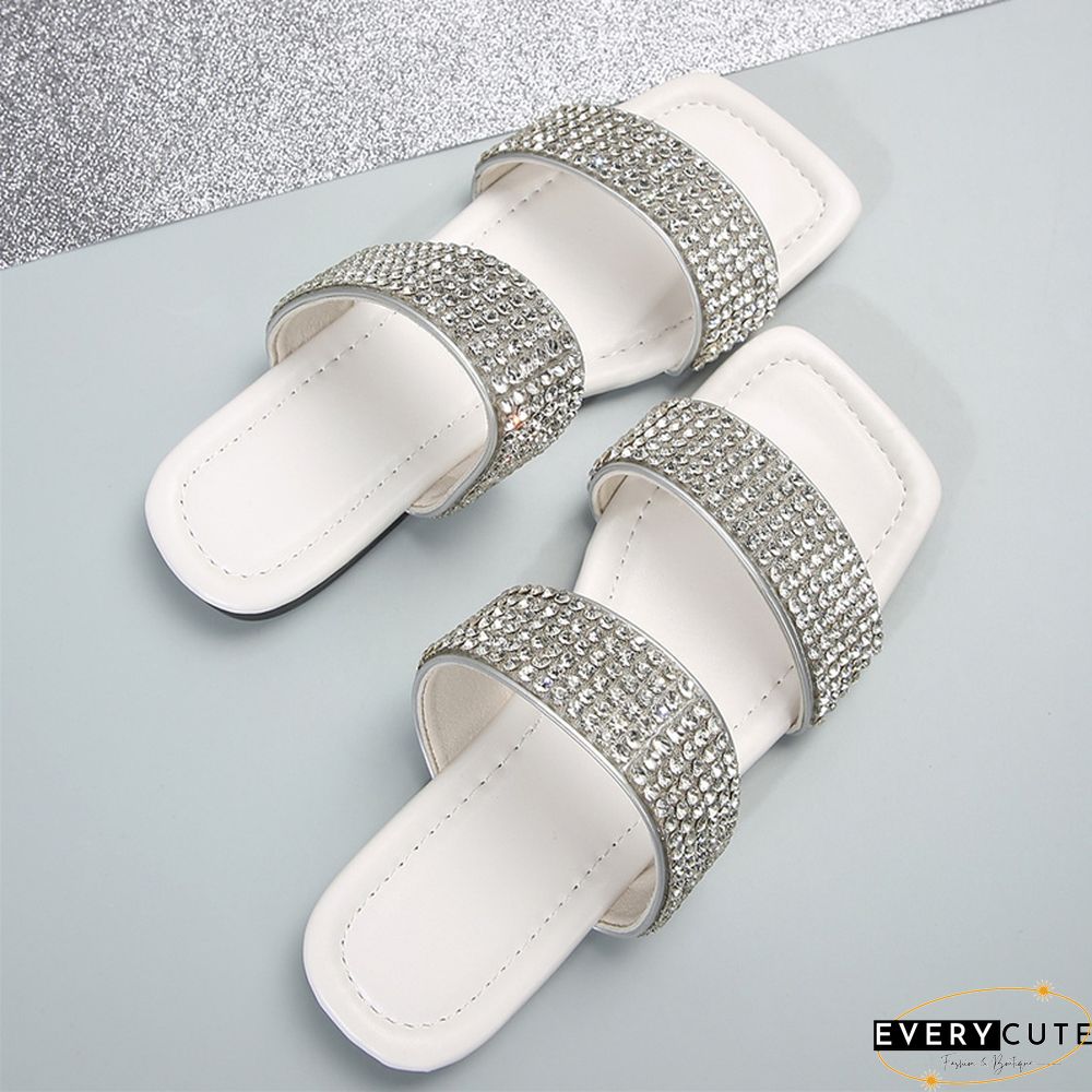 Casual Patchwork Rhinestone Square Comfortable Shoes