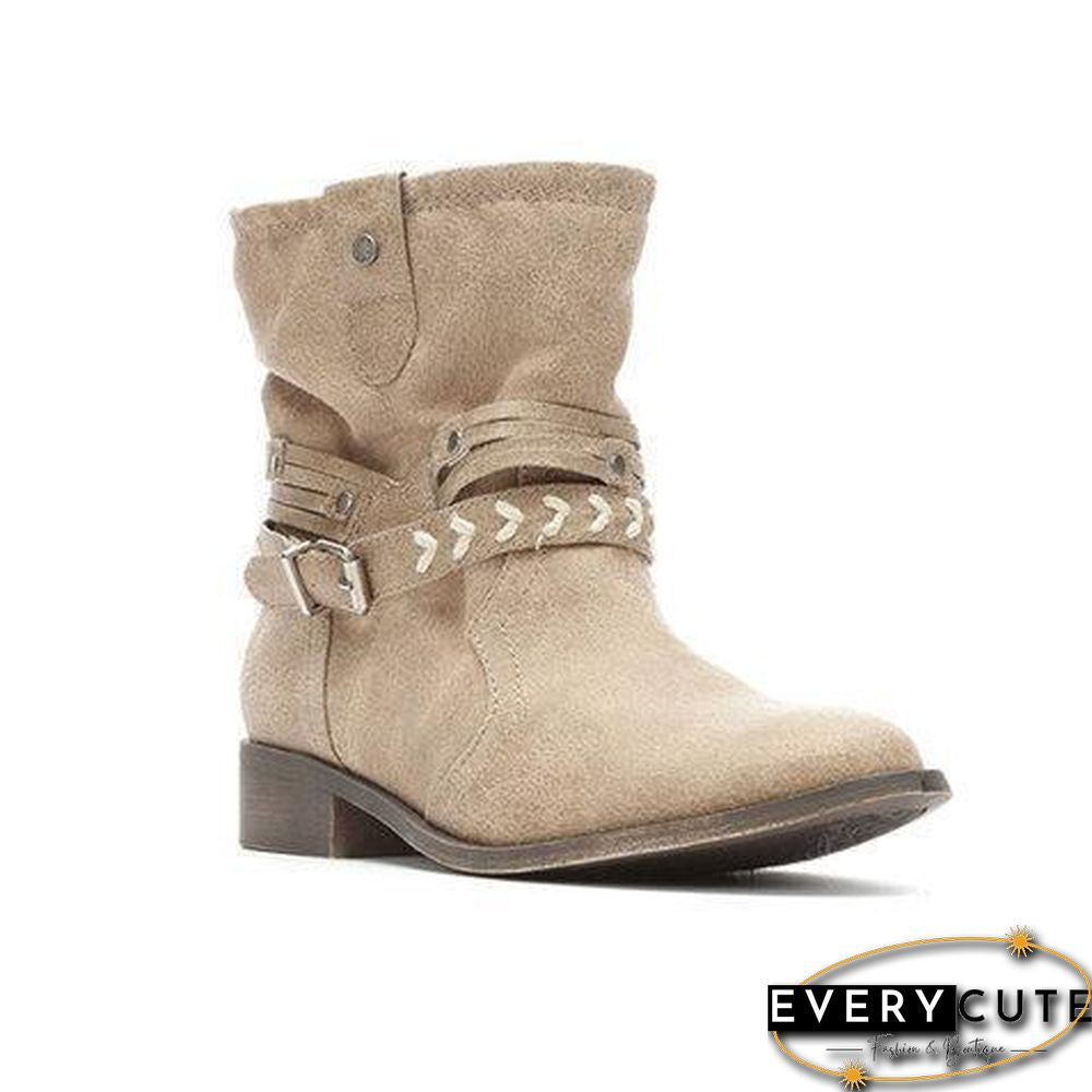 Women Nubuck Booties Casual Comfort Zipper Shoes