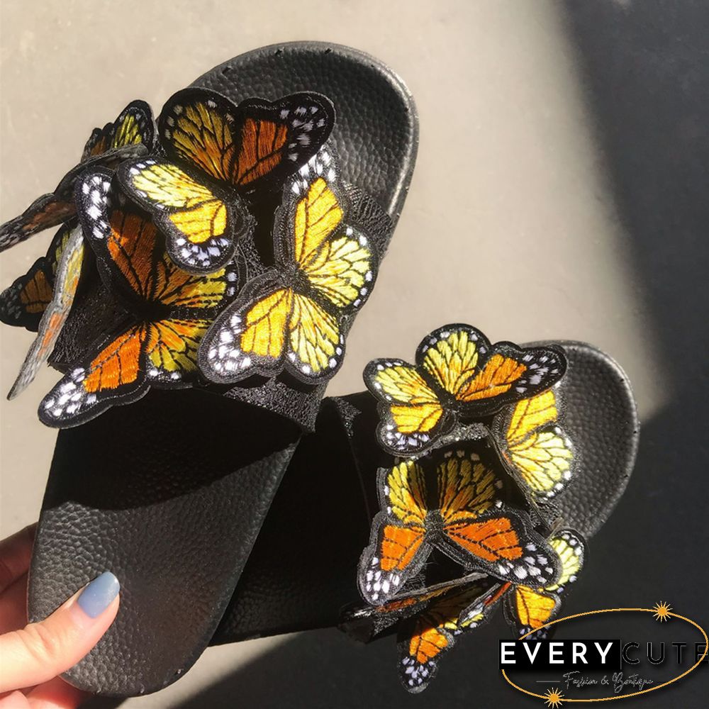 Yellow Casual Daily Patchwork Butterfly Round Comfortable Out Door Shoes