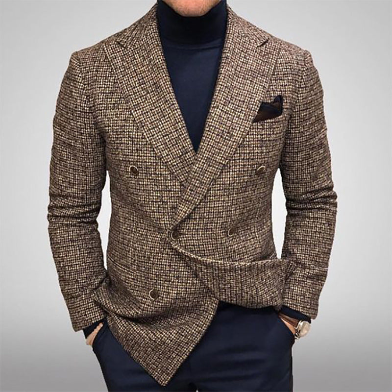 Men's Casual Suits Plaid Business Fashion Slim Outerwear