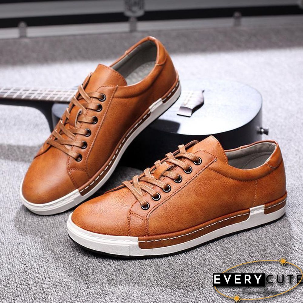 Casual Shoes Men Fashion Vintage Shoes Brown Brand Male Shoes Genuine Leather Men's Leisure Shoes