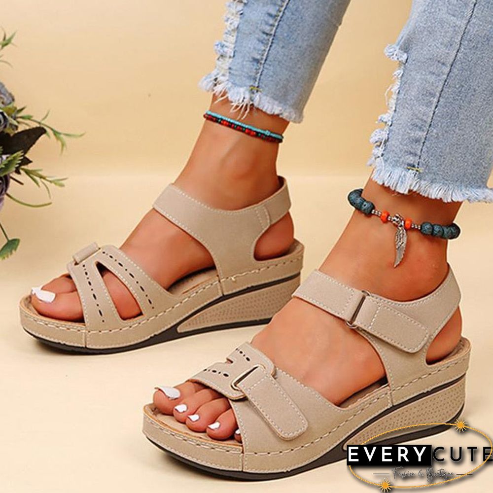 Back To School Outfit  Women Sandals Summer Heels Sandalias Mujer Soft Bottom Wedges Shoes For Women New Platform Sandals Luxury Shoes On Heel