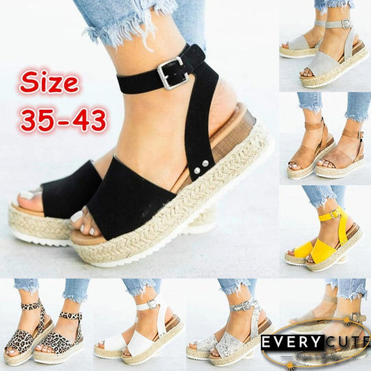 Women Fashion Casual Shoes Breathable Sandals Summer Ankle Strap Sandals Plus Size 35-43