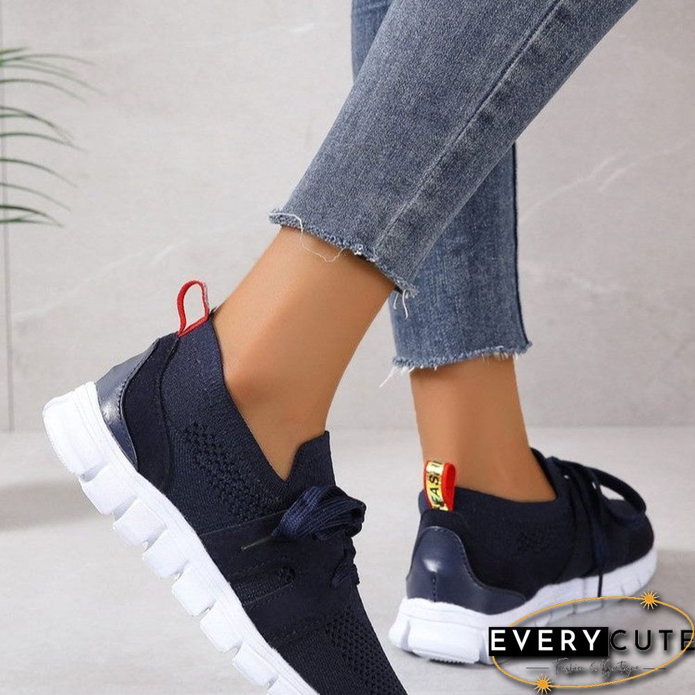 Comfortable Soft Sole Lightweight Non-Slip Flyknit Lace-Up Sneakers