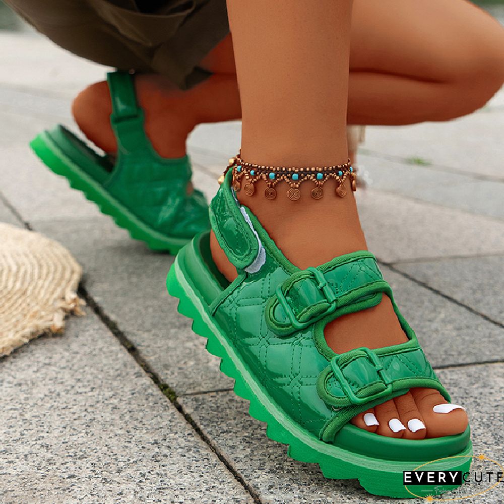 Green Casual Daily Patchwork Solid Color Round Comfortable Out Door Shoes