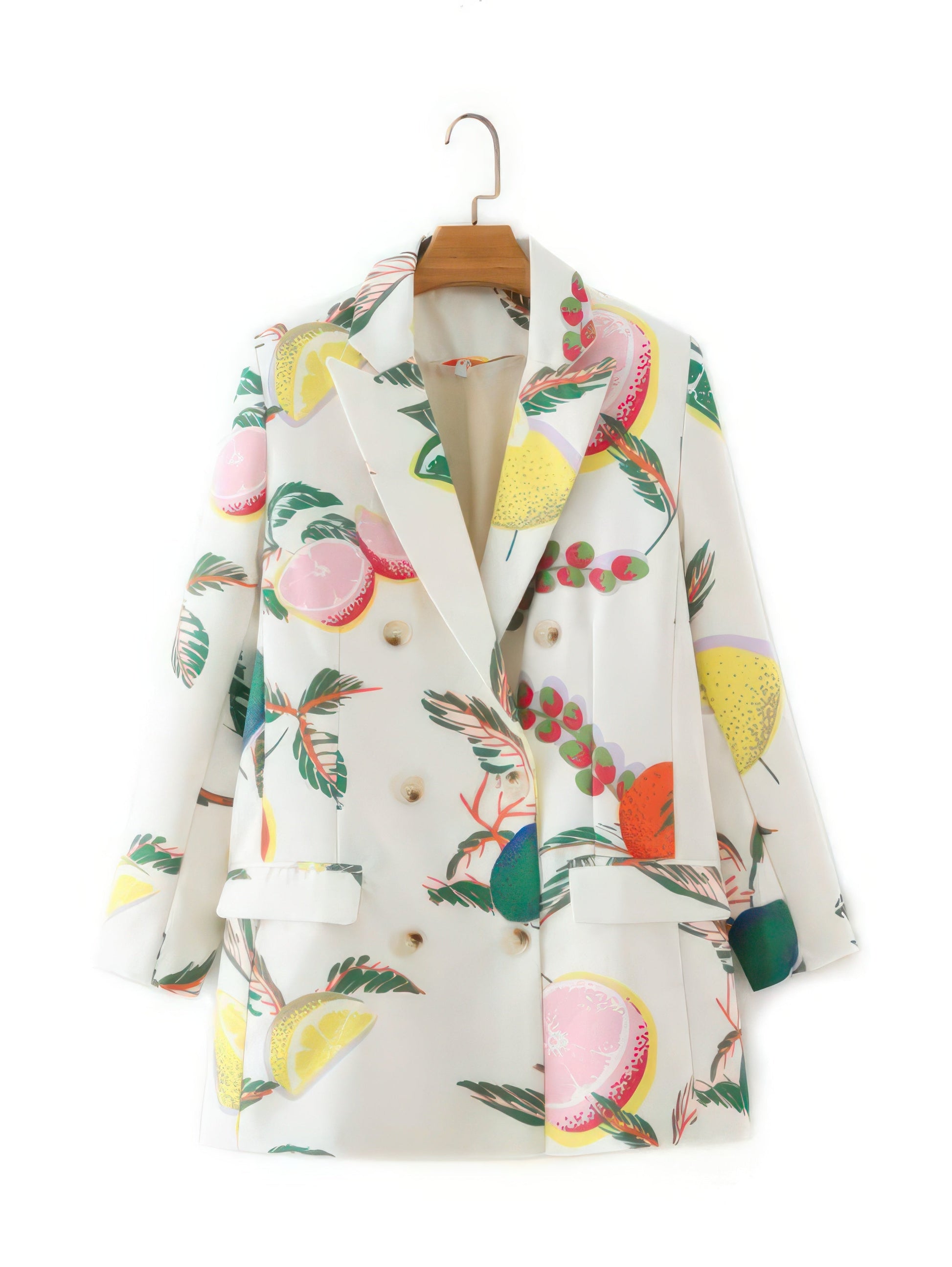 Lemon Print Double Breasted Jacket