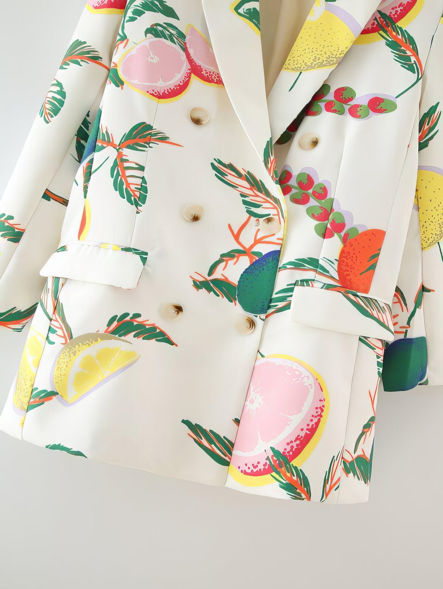 Lemon Print Double Breasted Jacket