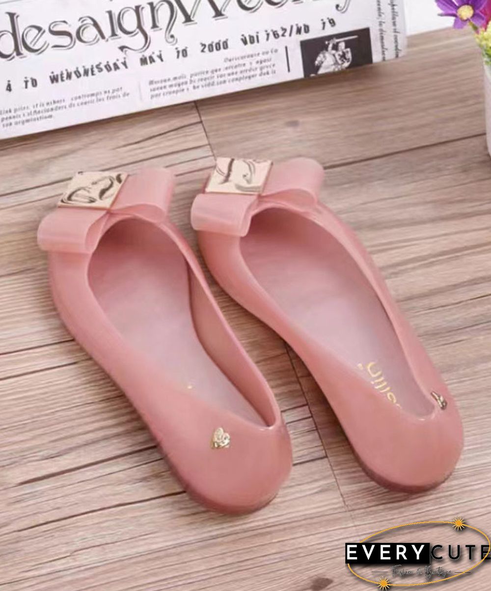 Unique Comfortable Splicing Clear Flat Feet Shoes Pink