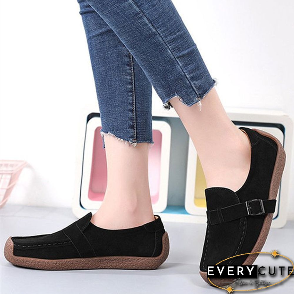 Plus Size Buckle Decor Casual Flat Loafers Shoes