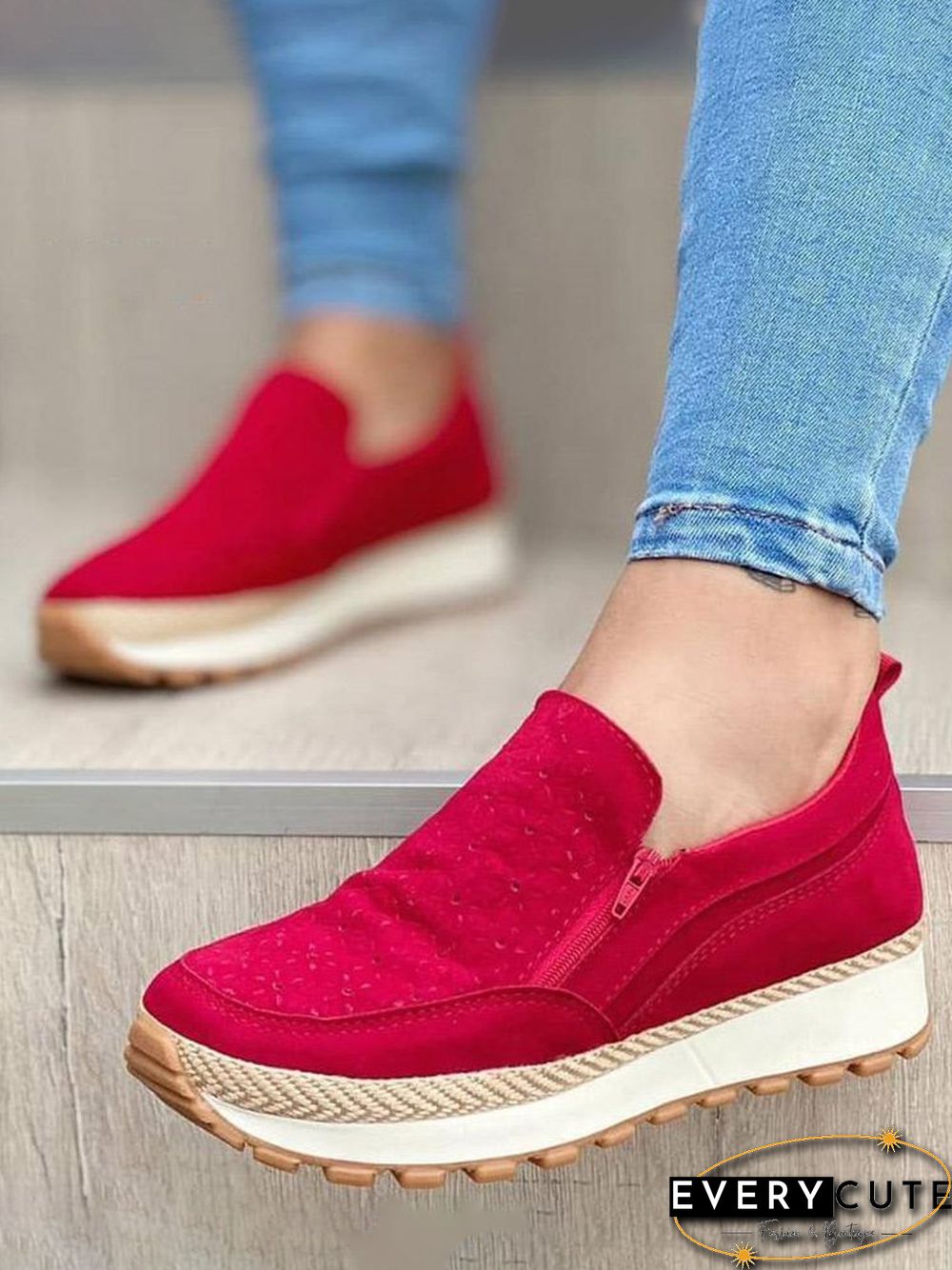 Casual Zipper Stitching Platform Shoes