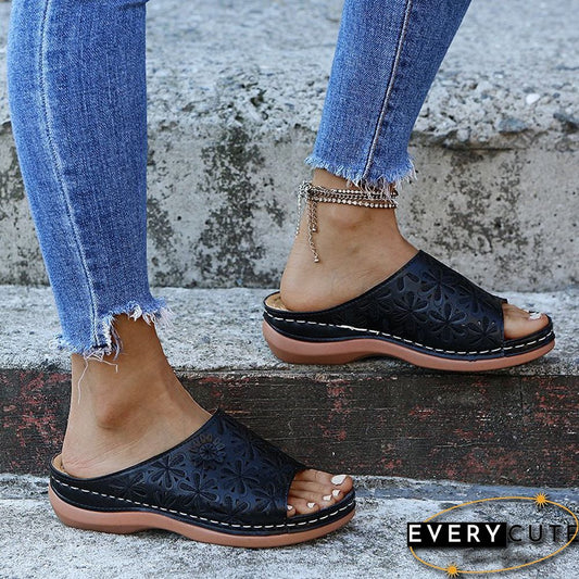 Summer Women Wedge Sandals Premium Orthopedic Open Toe Sandals Vintage Anti-slip Leather Casual Female Platform Retro Shoes