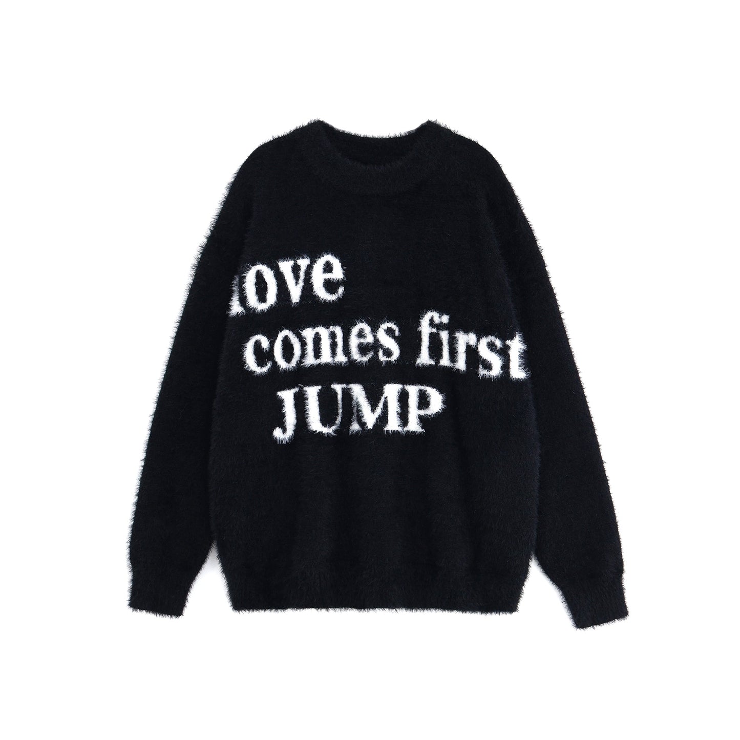 JUMPNEXT Letter Logo Jacquard Knit Crewneck Long Sleeve Sweater