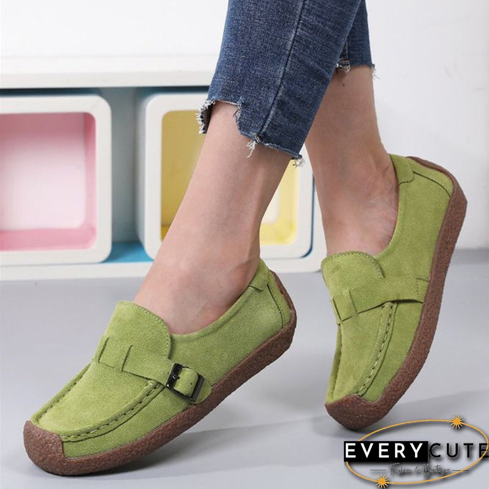 Plus Size Buckle Decor Casual Flat Loafers Shoes