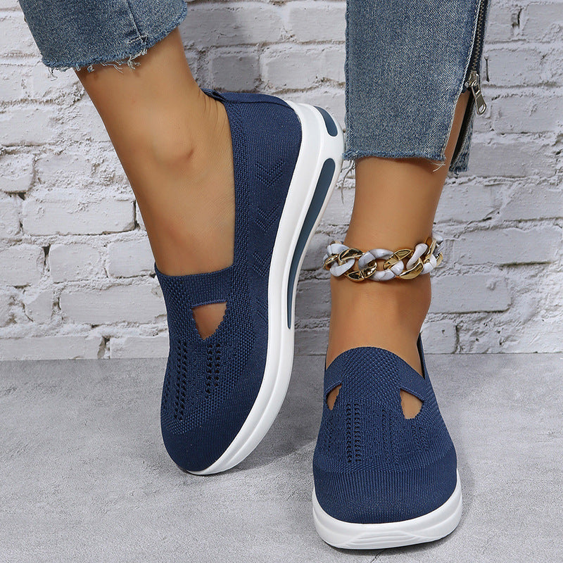 Women Knit Mesh Casual Slip On Comfort Flat Shoes