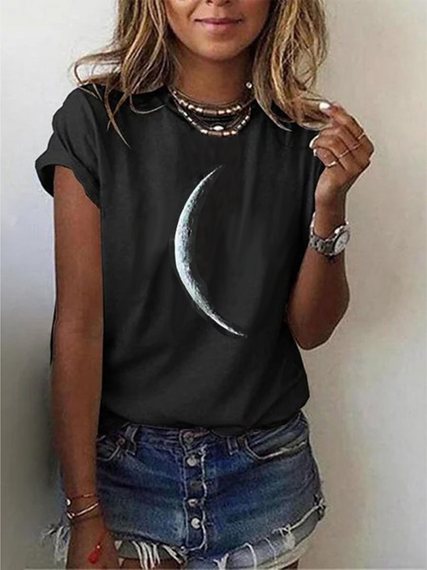 Star Printed Casual Short Sleeve Crew Neck Casual T-shirt AD853