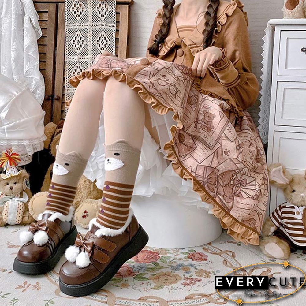 Platform Bow Knot Plush Lolita Mary Janes Shoes