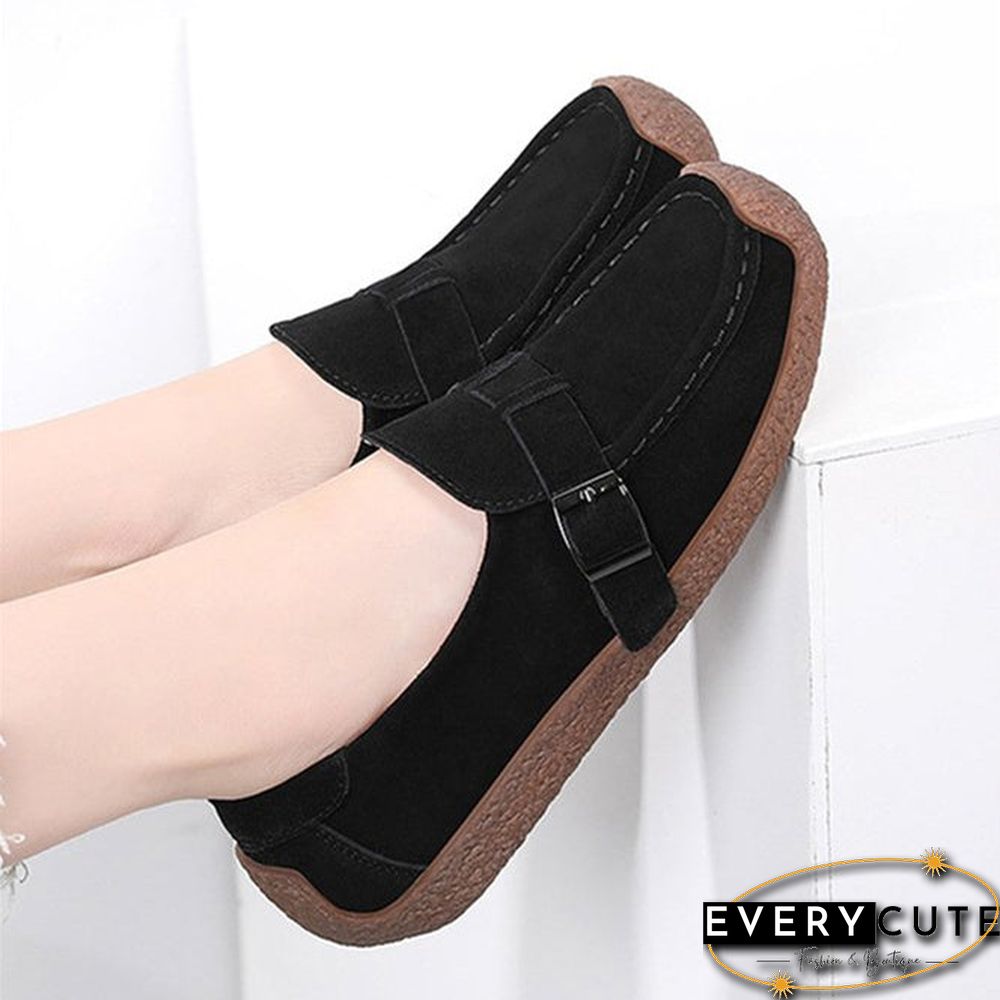 Plus Size Buckle Decor Casual Flat Loafers Shoes