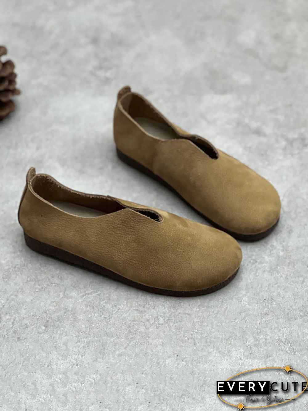 Women Casual Solid Genuine Leather Soft Flat Shoes