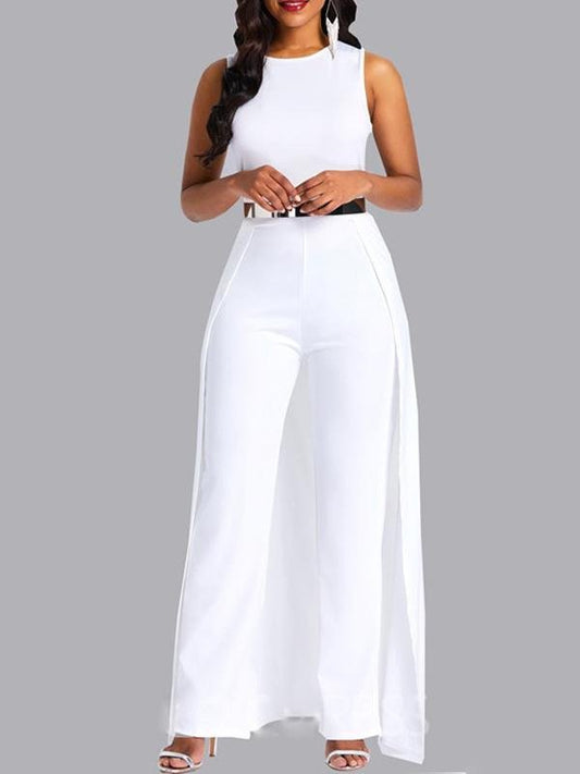 Elegant Solid Color Sleeveless Jumpsuit