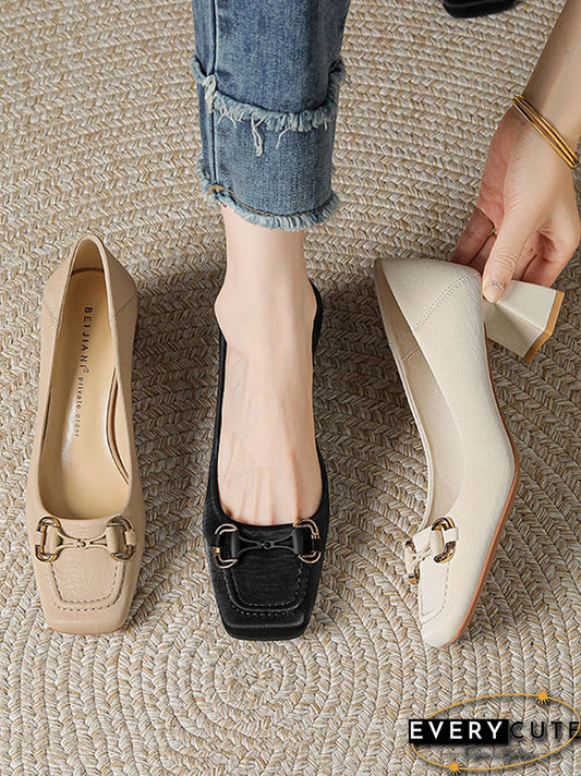 Shallow Cut Split-Joint Square-Toe Pumps