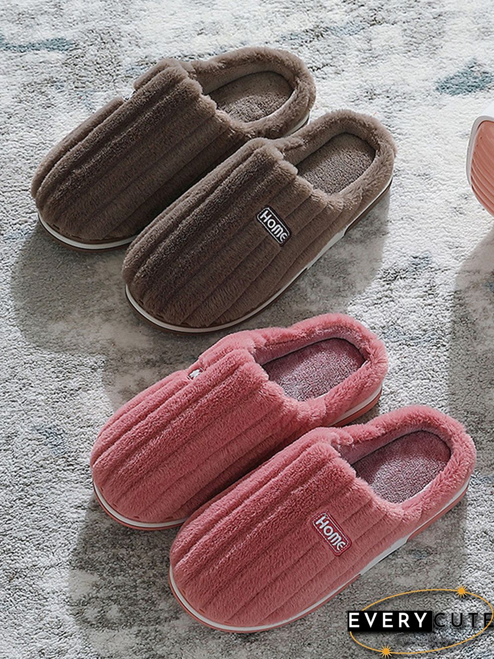 Indoor Warm Non-Slip Solid Color Slippers