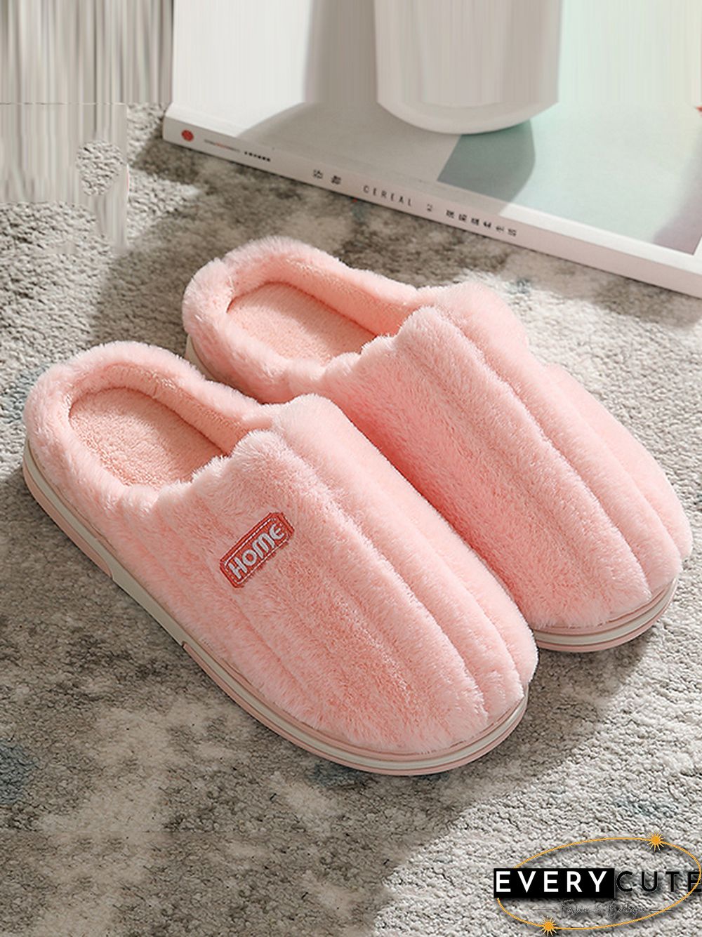 Indoor Warm Non-Slip Solid Color Slippers