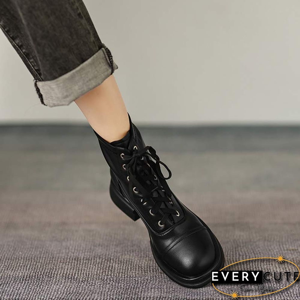 Fashion Round Toe Zipper Boots