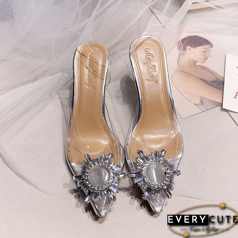 Transparent PVC Sandals Women Pointed Clear Crystal Cup High Heel Stilettos Sexy Pumps Summer Shoes Peep Toe Women Pumps Size 43