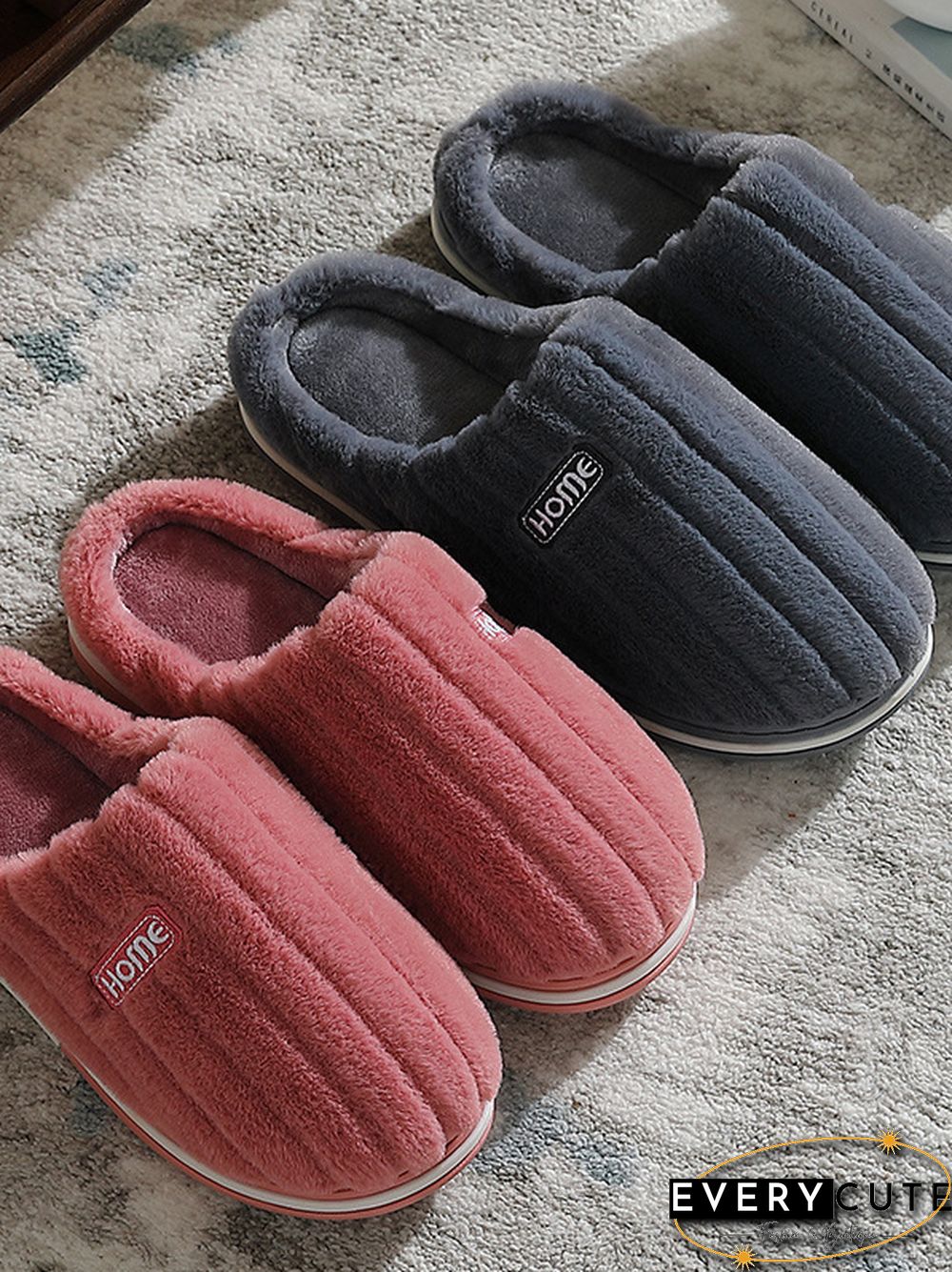 Indoor Warm Non-Slip Solid Color Slippers