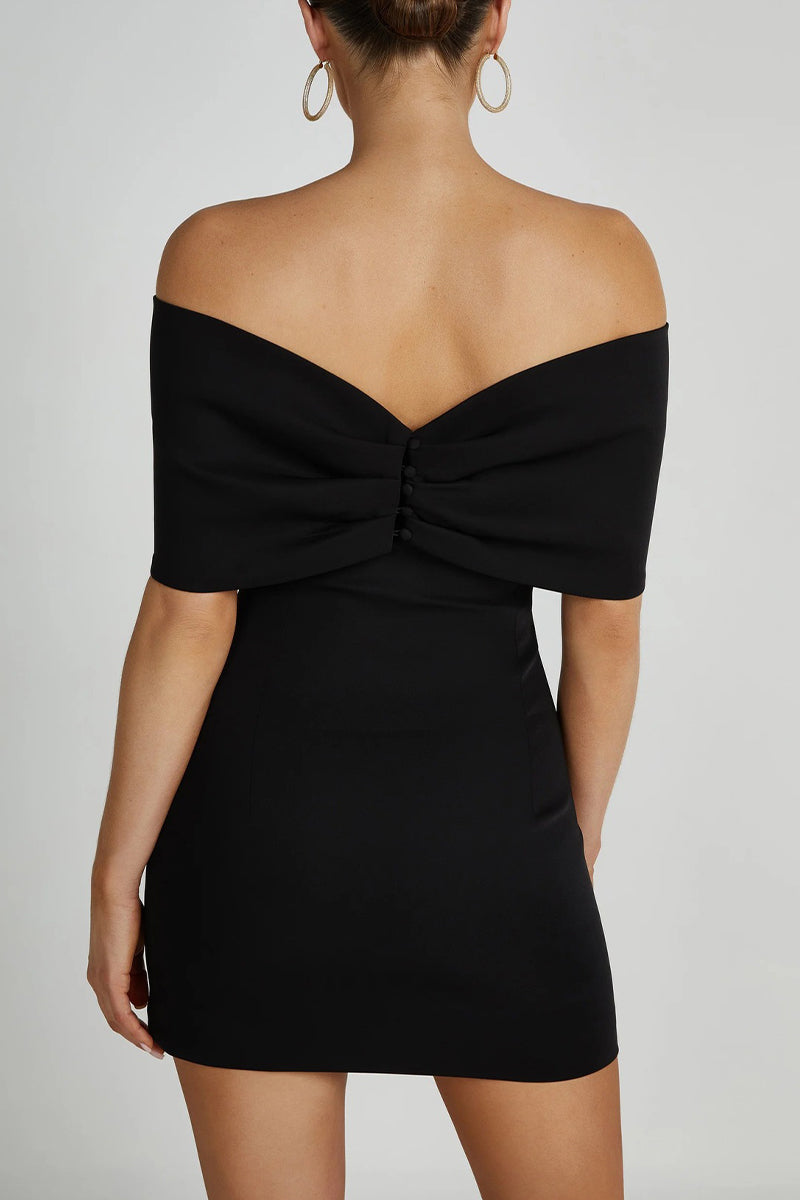 Sexy Solid With Bow Off the Shoulder Wrapped Skirt Dresses